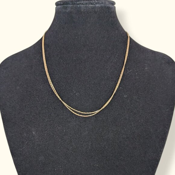 (2/$20) Vintage Adjustable Gold Tone Flat Link Necklace - Picture 4 of 5